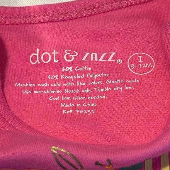 dot & ZAZZ Girls "Thankful To Be Together" Pink One Piece Thanksgiving 9-12 Mths - Picture 5 of 7